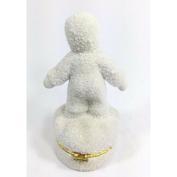 Trinket Box Porcelain Hinged Little Girl in Snow Suit Unmarked - Picture 2 of 7